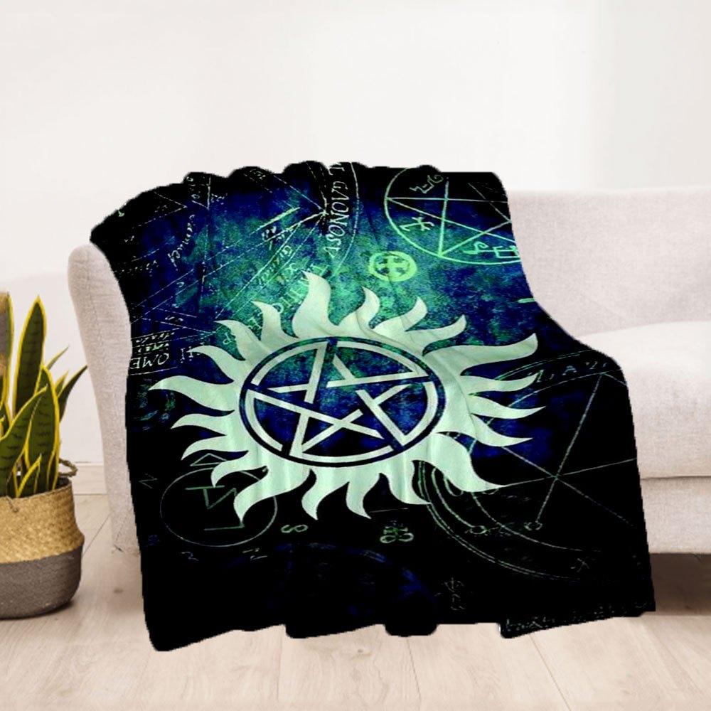 Supernatural Anti-Possession Symbol Poster PrintBlanket Flannel Throw Blanket for Sofa, Bed, Travel, Camping, Office, Couch, Chair, And Bed
