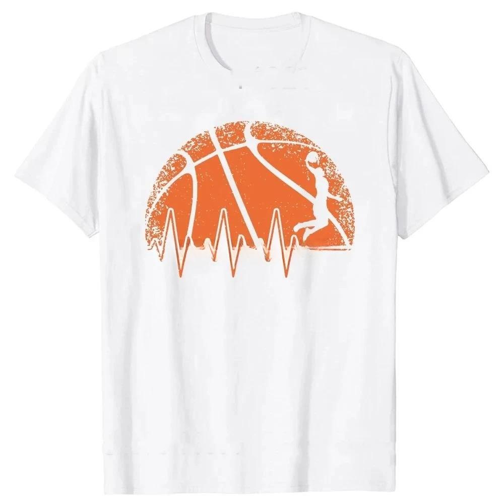 Unisex Clothing Basketball Heartbeat TShirt Unisex Birthday Gifts Short Sleeves Funny Tees Fashion Graphic Tshirts Sport Lover