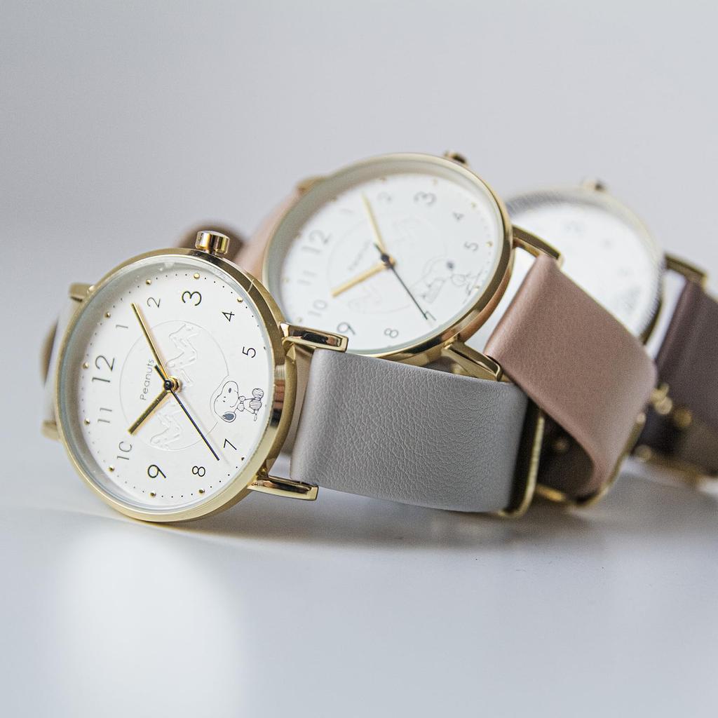 [Perfect World] Женские часы Snoopy Analog Leather Strap Watch Zigza Etched, бежевые PNT043-2