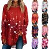 Women's Loose  Printed Round Neck Long Sleeved T Shirt Top Pullover Long Sleeved Top