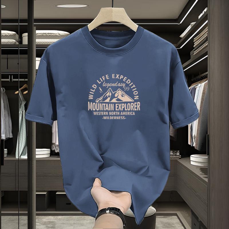 Мужская футболка oversize American Retro Cotton 2024 года — свободная, модная, с коротким рукавом, летняя базовая модель