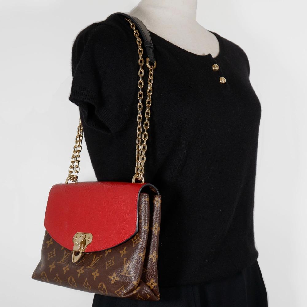 Louis Vuitton Солнечный Прасид Наплечная сумка M43713 Slys Коричневый / красный Канва Monogram Женская Б/У