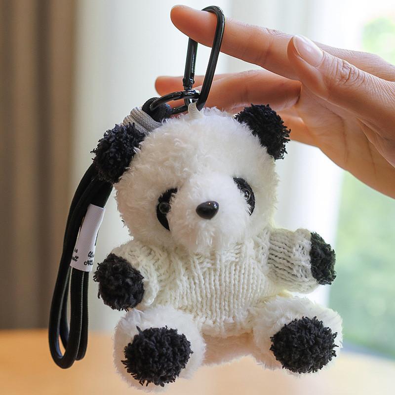 Colorful Panda Plush Keychain With Pp Cotton Filling For Girls And Kids