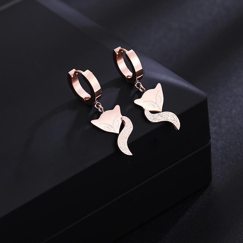 Rose Gold Geometric Titanium Steel Earrings for Women - Stylish, Simple Designs