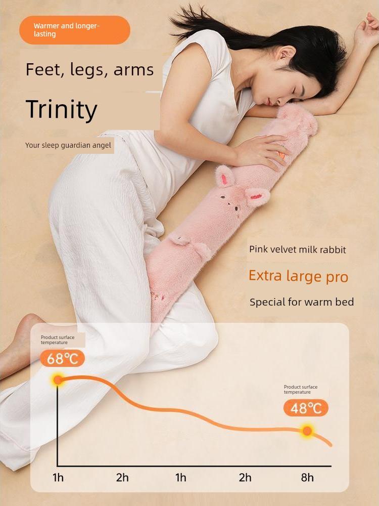 Extra-Long Water-Filled Hot Water Bottle for Winter, Large Size for Bed, Extra-Large Ultra-Long Strip Warm Water Bag, Anti-Explosion Device for