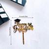 1Pcs Congrats Cake Topper Happy Graduation Gold Black Acrylic Cake Toppers College Celebration Party Decorations