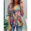 Fashionable Women's T-shirt with 3D Printed Flower Pattern, Casual and Fashionable Round Neck Long Sleeved Shirts