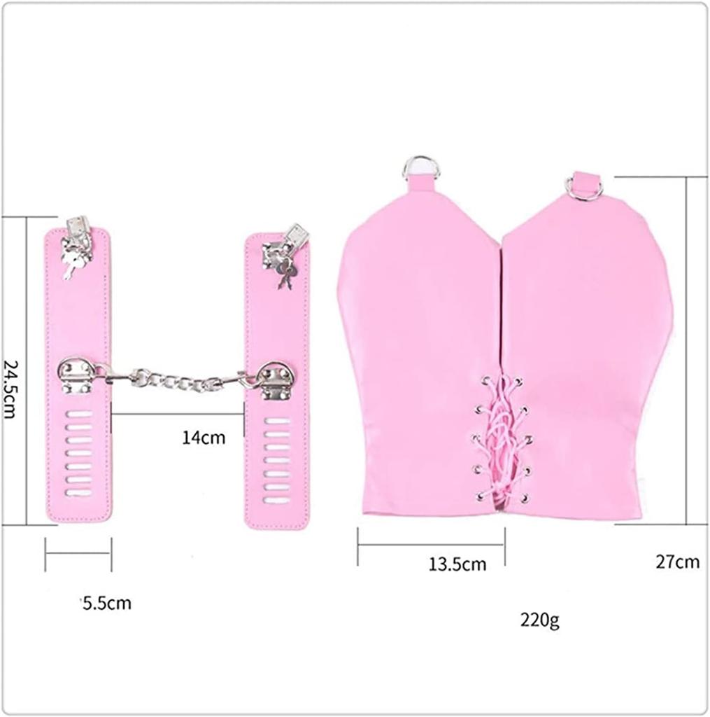 Bondage Leather with Two PU SM Training Dog Adult Sex Toy Handcuffs, Restraints, Gloves, Handcuffs, Locks, Tool, Costume, Sexy, Play, Cosplay, Fetish,