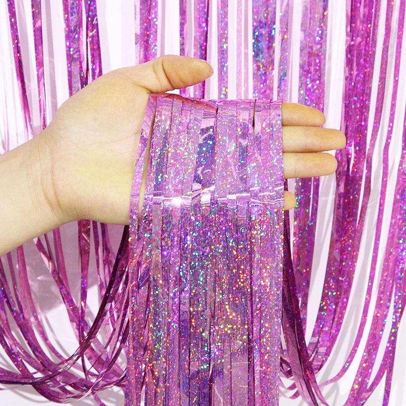 1x2m Laser Rain Tinsel Garland Door Curtain for Weddings, Christmas, Birthdays, and Party Backdrops