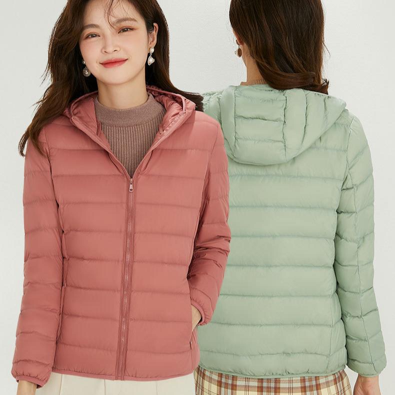 Зимняя женская куртка-пуховик с капюшоном, легкая, короткая, большого размера, легкая, белая куртка-пуховик на утином пуху