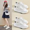 New Summer White Shoes for Female Students' Thick Sole Elevated Mesh Breathable Casual Shoes