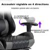 Fauteuil Gaming - FOXSPORT - Réglable - Appui-tête - Pédale intégrée - Gris