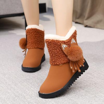 Зимняя массивная женская обувь с круглым носком, водонепроницаемые женские зимние ботинки, мода 2025, плюшевые ботильоны, дизайнерская роскошь, горячая распродажа, обувь