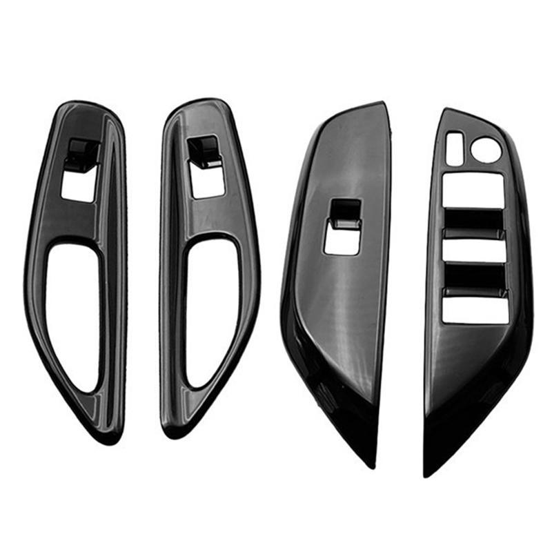 A87Q-Car Glossy Black Window Glass Lift Button Trim Switch Cover Door Armrest Panel for Toyota YARiS Cross - LHD