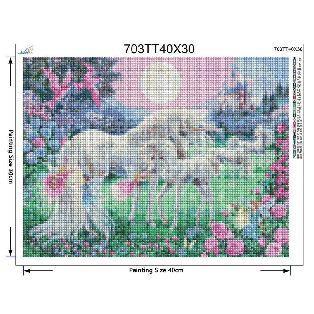 5d Diamond Painting Cross Stitch Embroidery Crystal Unicorn Castle Full Round Diamond Pictures