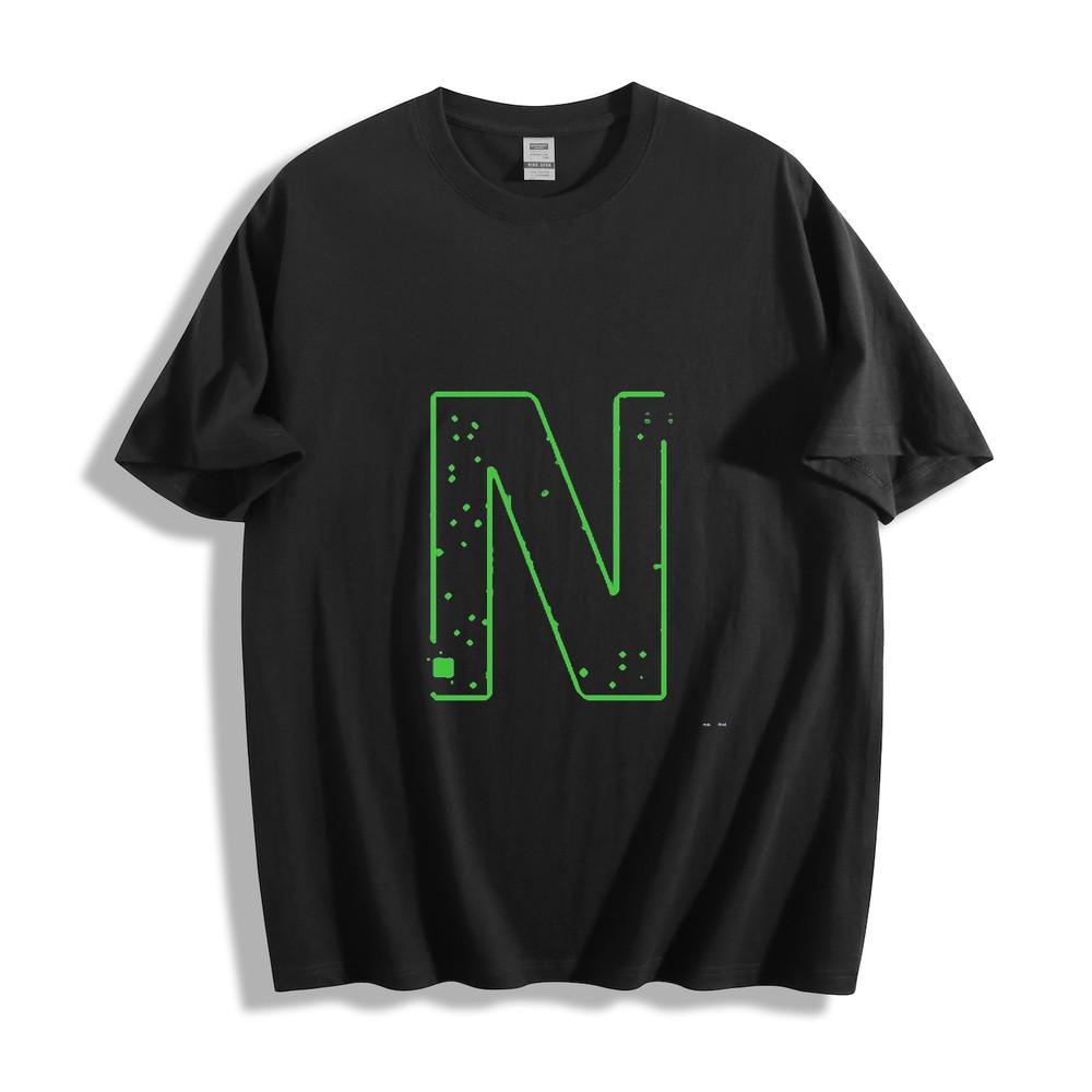 Neon Green Pixelated ''N'' Graphic T-Shirt