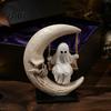 Personalized Birthday Present Halloween Ghost Swing Figurine, Spooky on A Moon Statue, Desk Decoration Resin Gothic Home for Desktop, Mantel,