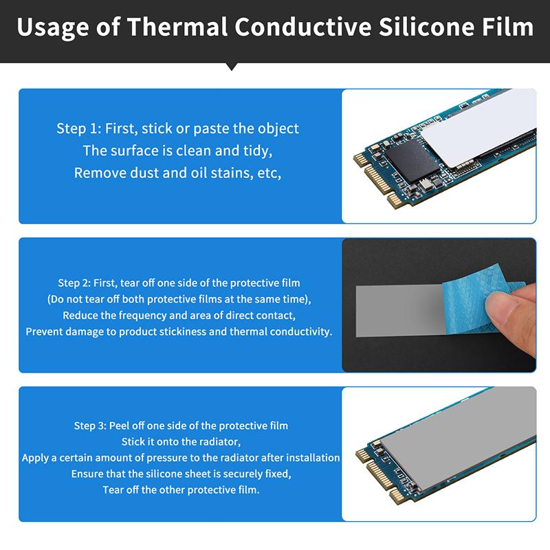 2Pcs 15W M.2 Thermal Pad Conductive Pad Sheet 0.5/1.0/1.5Mm Silicon Ssd Thermal Pad Adhesive Insulating Thermal Pad For Laptop