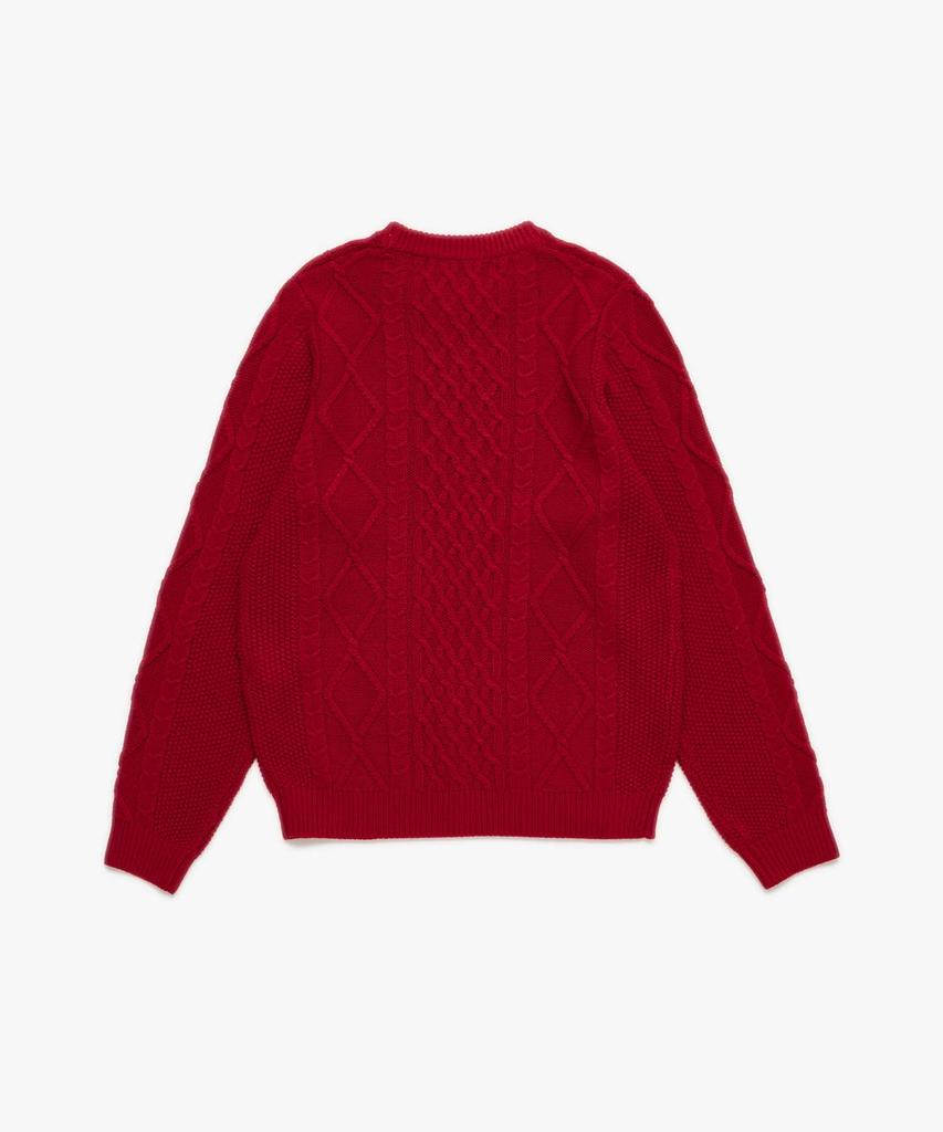 PLAC WOMEN Cable Basic Round Neck Knit Red