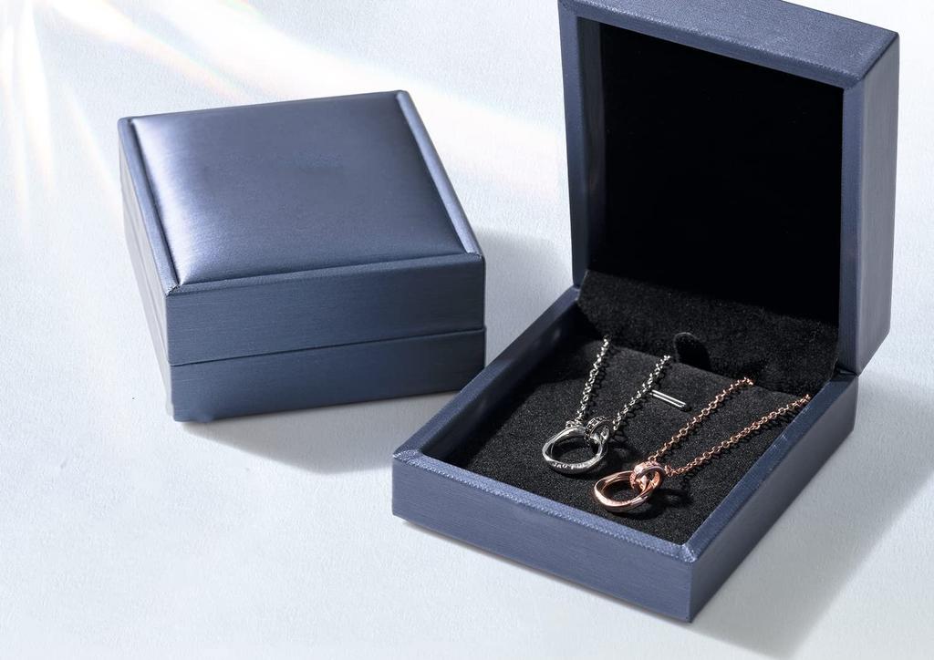 Amazon Эксклюзивное брендовое ожерелье Популярное ожерелье Mevius Двойное кольцо Парное ожерелье Простой стильный кулон с двойным кольцом Рождественский подарок на день рождения 925