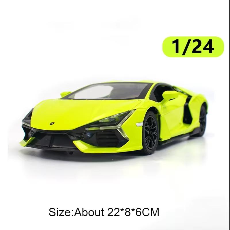 1:24 Lambor Revuelto Bolide Alloy Diecast Cars Model Toys with Sound Light Pull Back Doors Opened Miniature Sports Car Boy Gifts