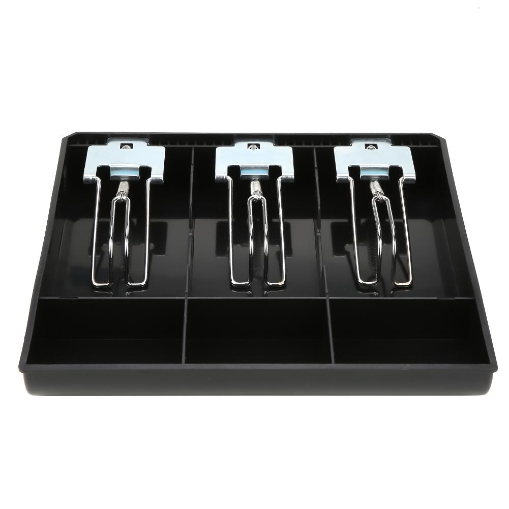 Cash Drawer Register Insert Tray Replacement Cashier Three Box with Metal Clip(black)