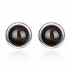 Round Black Agate Earrings Women's Personality Retro Simple Earrings