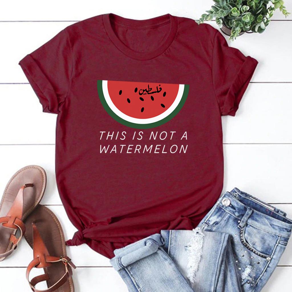 This Is Not A Watermelon T-Shirt Funny Watermelon Tshirts Women Short Sleeve Graphic T Shirts Peace and Love Tee Streetwear Tops