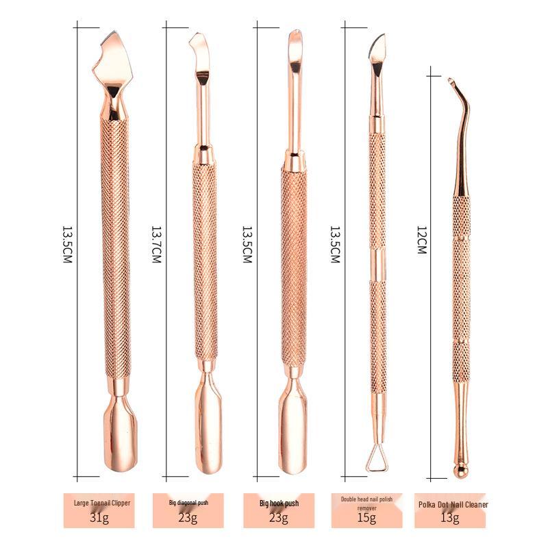 Rose Gold Stainless Steel Cuticle Remover & Pusher Manicure Tool Set
