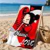 Custom Name Love Heart  Beach Towel Microfiber Beach Towel, Lightweight and Quick-Dry, for Summer Travel, Swimming Pool Gift