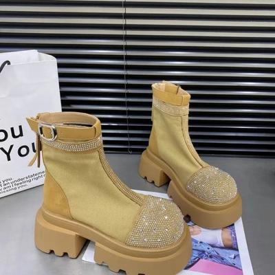 Модные универсальные женские ботинки на толстой подошве в британском стиле на весну и осень 2024 года, новые классические короткие ботинки класса люкс с высокой посадкой