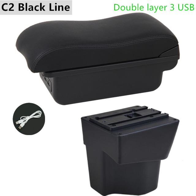 For KIA Rio 5 2012 2013 2014 2015 2016 2017 2018 Car Armrest Box Leather Arm Rest Center Console Storage Box USB Accessory