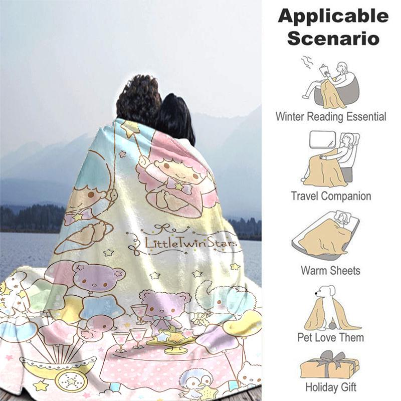 1pc Little Twin Stars Blanket, Seasonal Home Decorative Throw, Unique Gift Idea, Living Room, Travel, Camping, Car Blankets, Beach, Office Naps, Soft