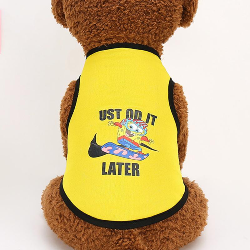 Солнцезащитный жилет для домашних животных, удобная дышащая, хорошая эластичная одежда с принтом для собак и кошек, мультяшная одежда