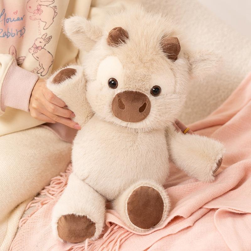 Highland Cattle Plush Toy Running Cow Stuffed Animal Adorable Scottish Highland Cow Plushie Soft Animal Gift For Kids Adults