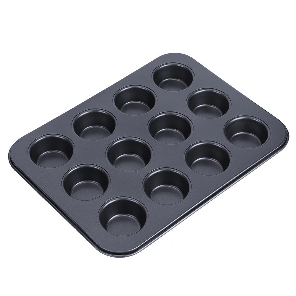 12 форм для кексов, круглые формы для кексов с антипригарным покрытием, домашняя кухня, повар, инструменты для самостоятельной готовки(черный )