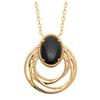 [R1146] - Gold Plated Necklace 'Cléopatra' Black Gold (black Agate) - 23x20 Mm