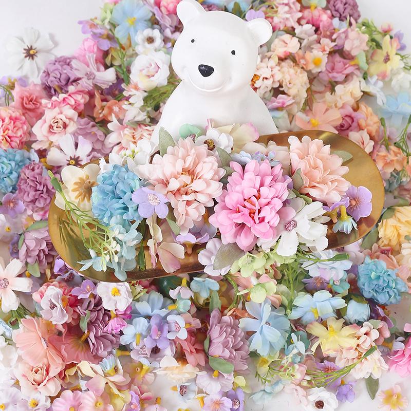 20/50Pcs Artificial Flowers Silk Fake Flowers Heads for Home Decor Wedding Decoration Bride DIY Craft Garland Gift Accessories