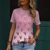 Summer Round Neck 3D Love Print T-shirts Fashionable Casual Short Sleeved Women's T-shirts