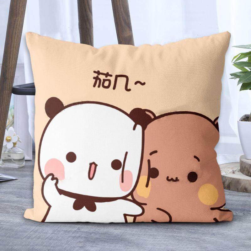 Panda Bubu And Dudu Printing Throw Pillow Cartoon Square Pillow Kawaii Anime Soft Waist Sofa Cushion Throw Bedroom Pillows