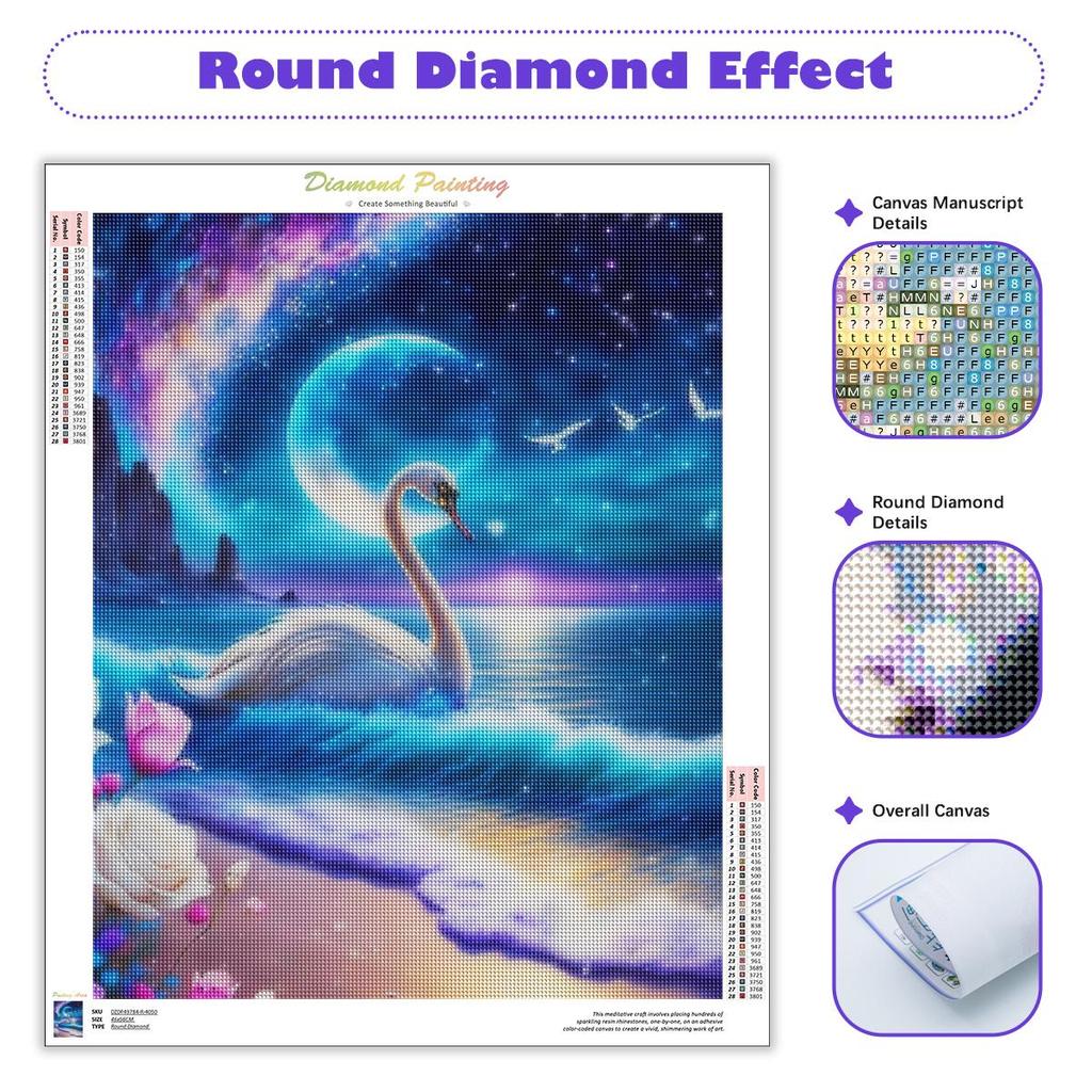 5D Diamond Painting Animal Swan DIY Full Mosaic Rose Embroidery Creative Hobbies Wall Decor 30x40cm/12x16inch
