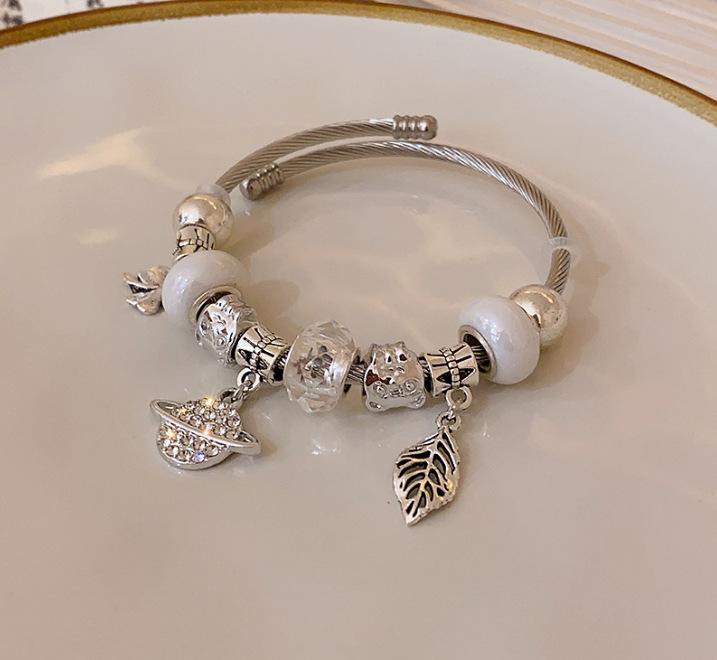 Gravel Simple Flower Crystal Square Bracelet Korean High-end Bracelet Niche Versatile Jewelry Women