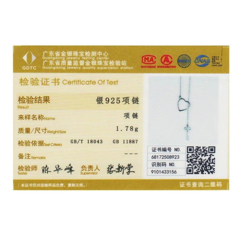 S925 Sterling Silver Sweet Key of Heart Lock Link Chain Necklaces & Pendants Women Luxury Sterling Silver Jewelry