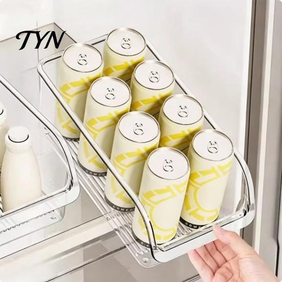Fresh Keeping Produce Keepers Refrigerator Storage Box with Handle, Clear PET Pull Out Drawer Transparent Kitchen Bins Organizer, Stackable