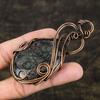 Natural Black Rutile Gemstone Handmade Copper Wire Wrap Pendant 3.39 T7q46