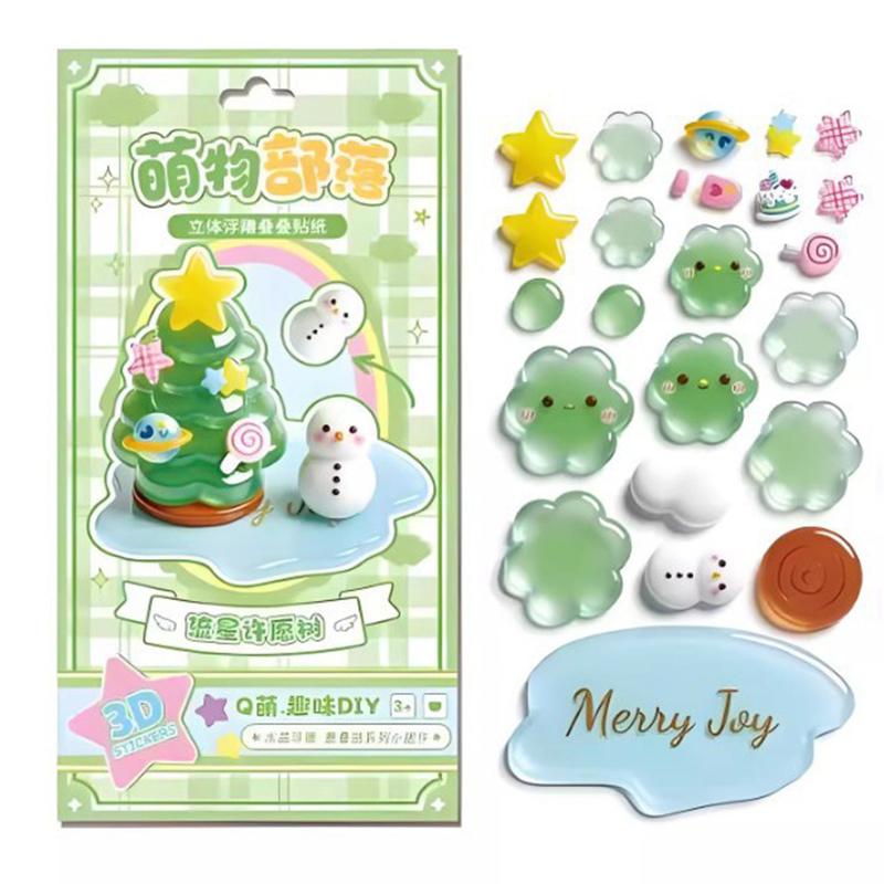 Crystal Embossed 3d Stickers Cute Anime Cartoon Creative Kids Stackable Stickers Diy Journal Stickers Animal Stickers Gifts