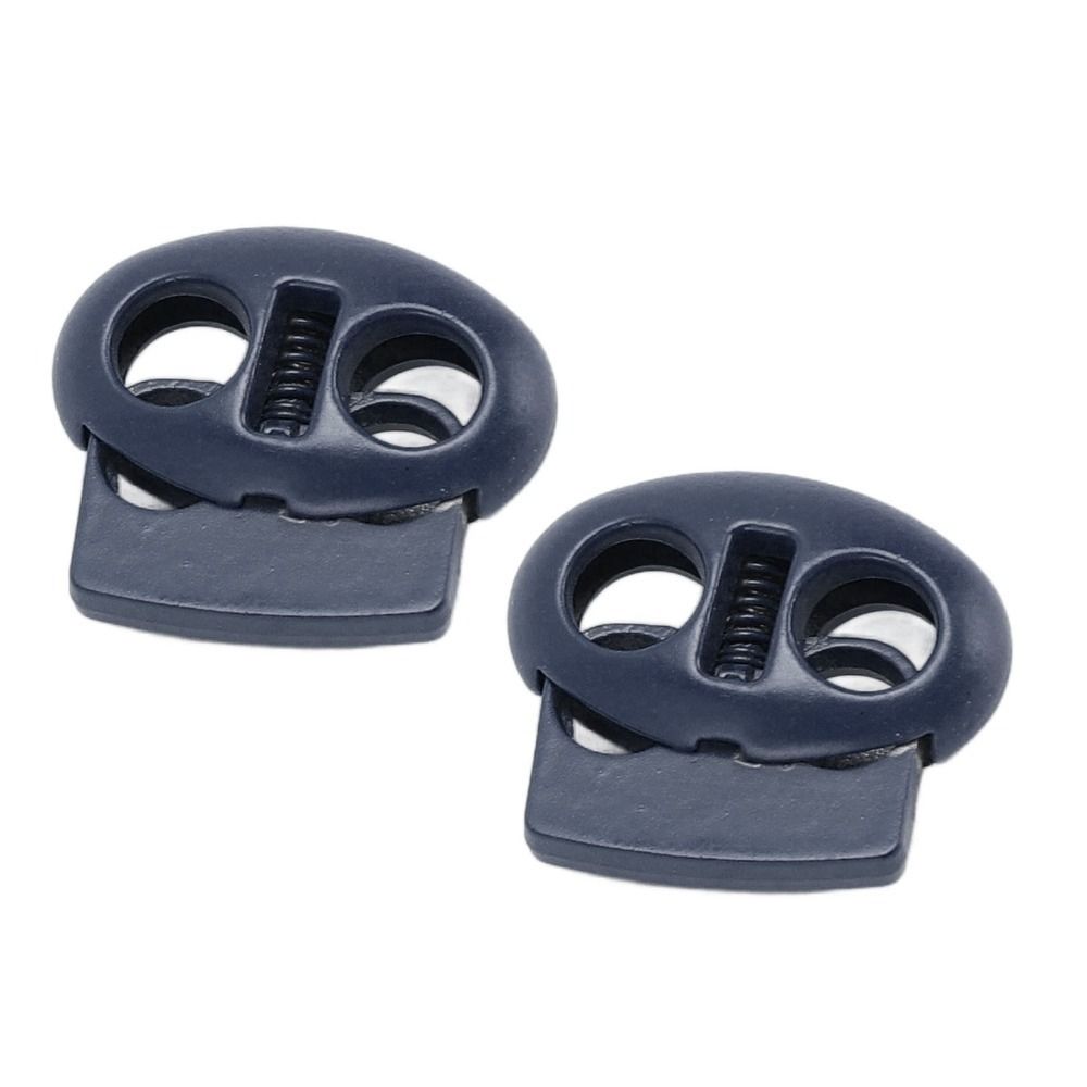 30pcs Fluorescent Green & Dark Blue Metal Cord Locks Double Hole Toggles For Drawstrings