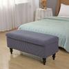Solid Color Storage Ottoman Covers Rectangle Elastic Bedside Footstool Cover Non -Slip Polar Fleece Footrest Seat Bench Slipcover