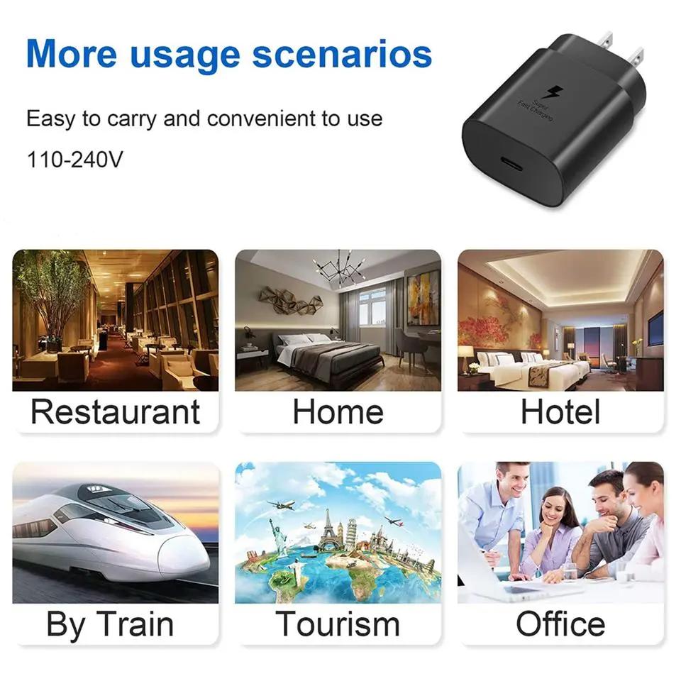 25W Super Fast Charger Usb Type C Cargador Chargeur Galaxy S24 S23 Plus S22 S21 A54 A71 A70 S20 FE M54 F14 Power Adapter