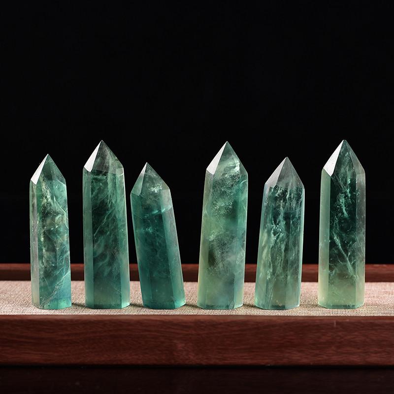 Radiant Natural Green Fluorite Quartz Crystal Point Hexagonal Wand For Healing And Reiki
